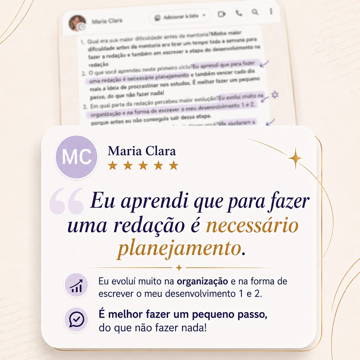 Depoimento de aluna