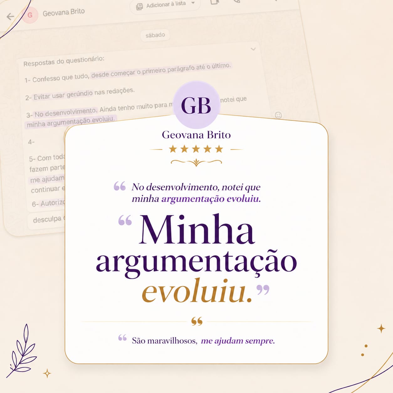 Depoimento de aluna